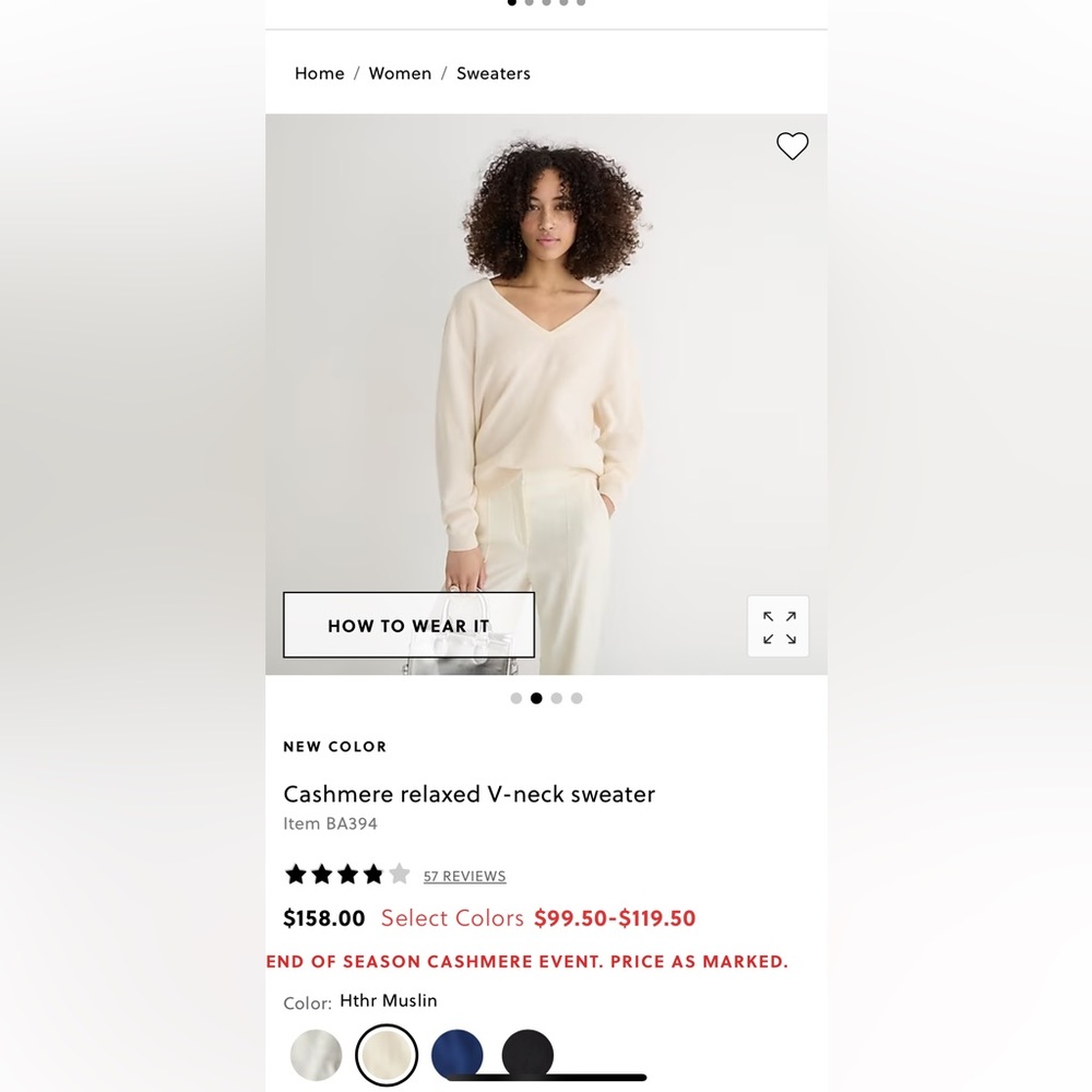 J.Crew oversized cashmere v-neck sweater